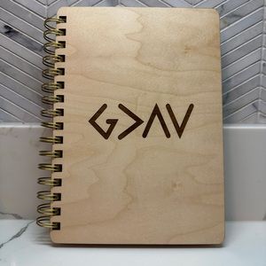God is greater than my highs and lows wood notebook